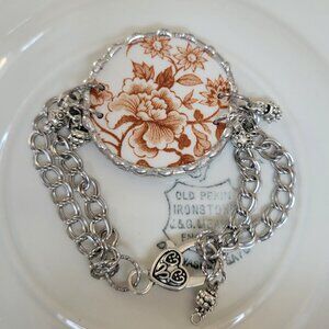 Royal Staffordshire Old Pekin Broken China Soldered Double Chain Bracelet
